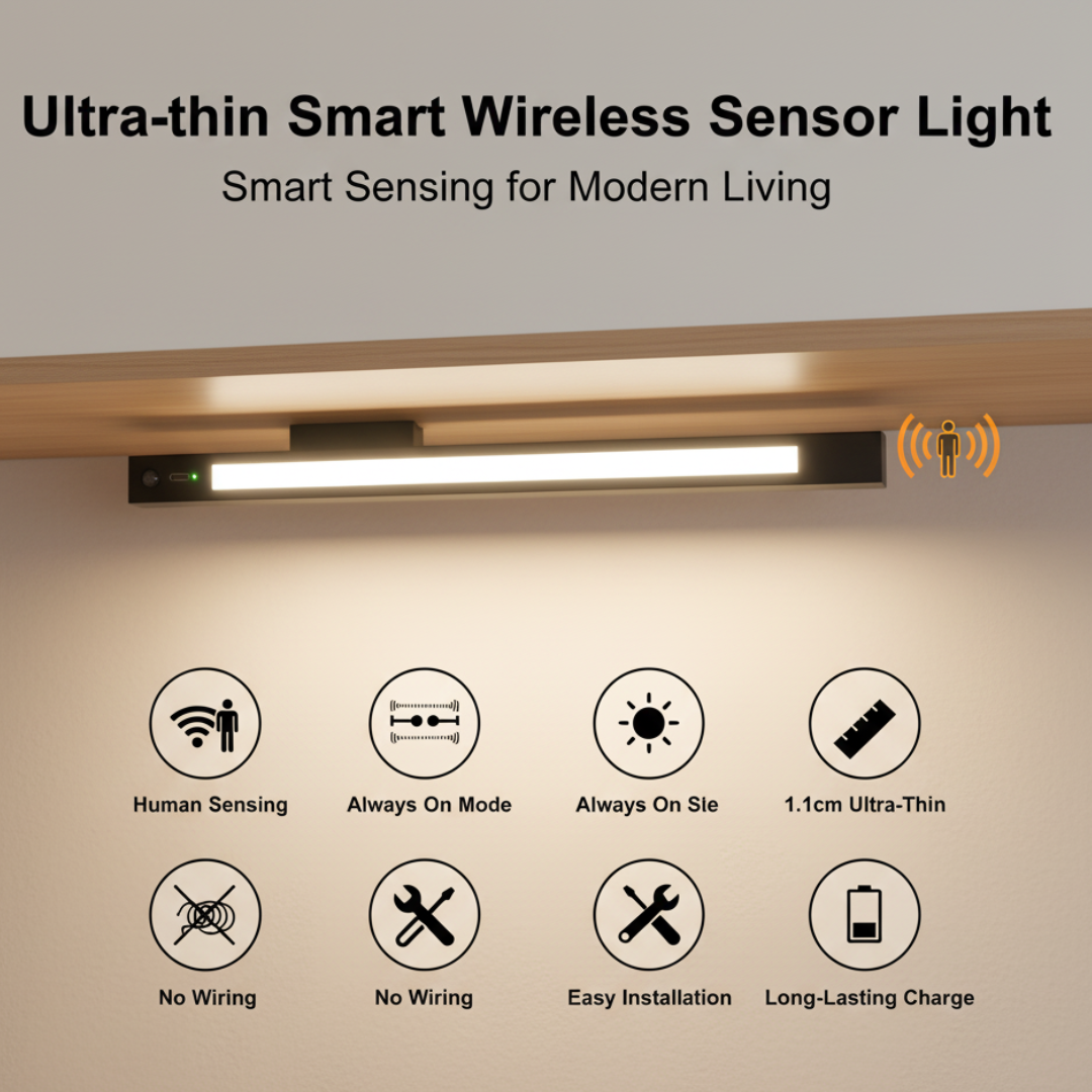 Ultra-Thin Motion Sensor Magnetic LED Bar Light 60CM